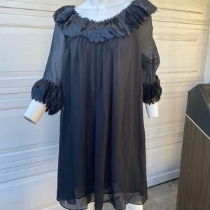 Ladies chiffon 60’s style shift dress mod babydoll gothic